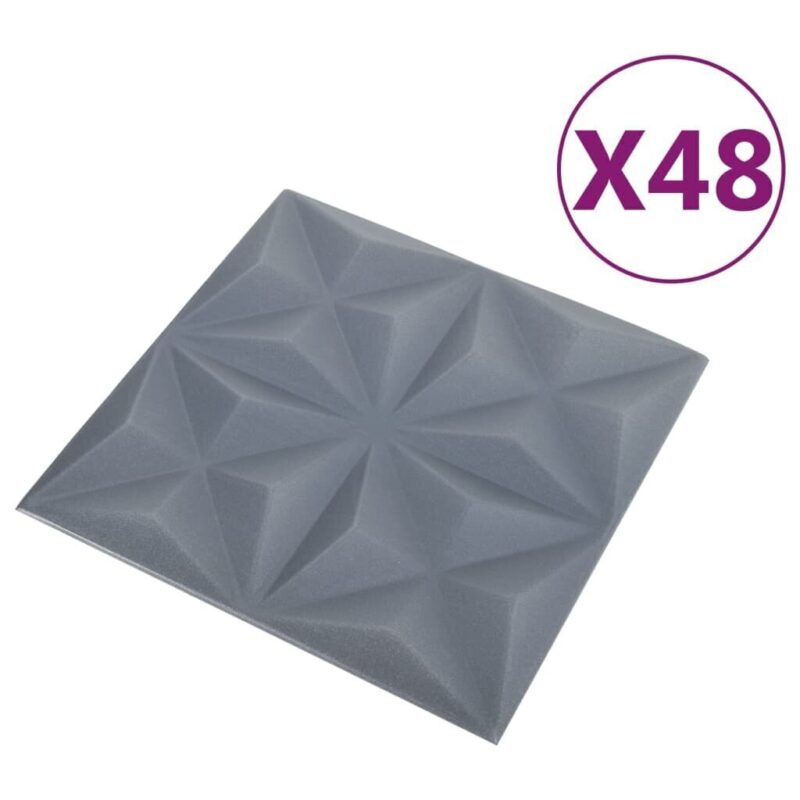 3D sienų plokštės, 48vnt., origami pilkos, 50x50cm, 12m² - Image 2
