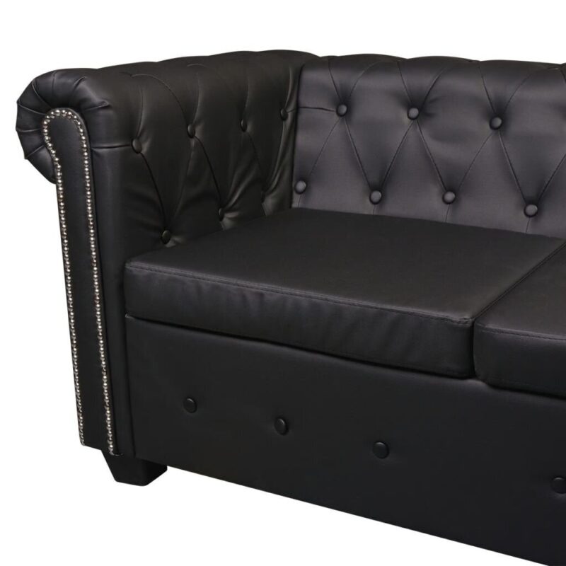 Kampinė šešiavietė sofa, juodos spalvos, Juoda - Image 6