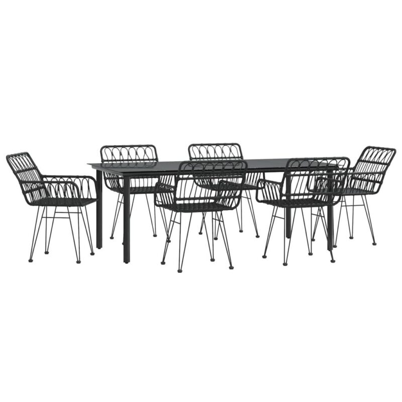 7-ių dalių lauko baldų komplektas vidaXL, juodas - Image 2