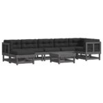 8 ių dalių sodo komplektas su pagalvėlėmis vidaXL pilkas