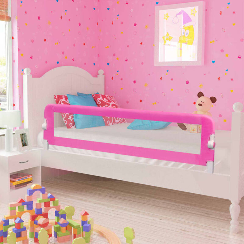 Apsauginiai turėklai kūdikio lovai, 2 vnt., 150x42 cm, Rožinė - Image 2