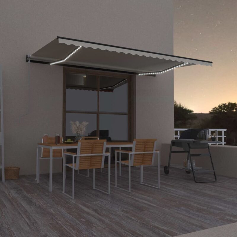 Automatinė markizė su led/vėjo jutikliu, 500x300 cm, ruda - Image 2