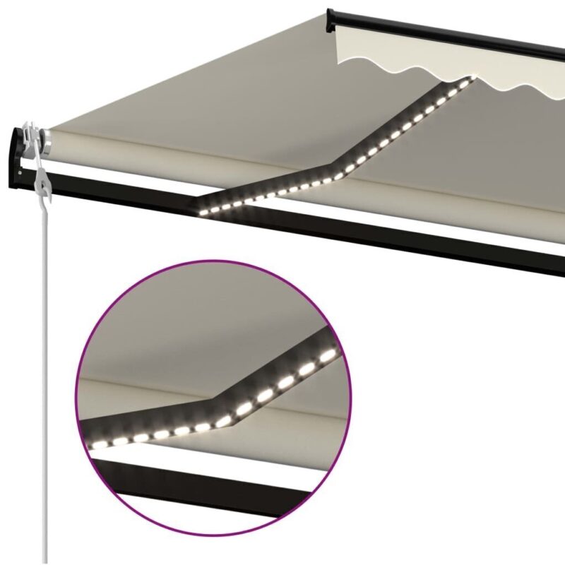 Automatinė markizė su led/vėjo jutikliu, 500x300 cm, ruda - Image 4