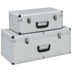 Sidabrinės aliuminio dėžės daiktams 2 vnt  tvirtos ir patogios