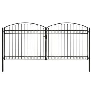 Dvigubi plieniniai vartai 400x200 cm su arkiniu viršumi