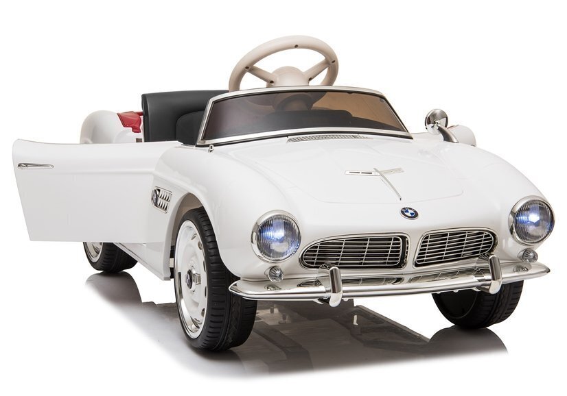 elektromobilisvaikamsbmwretrobaltasuzsakytireference belsilt Elektromobilis vaikams BMW Retro stilingas ir saugus žaislas