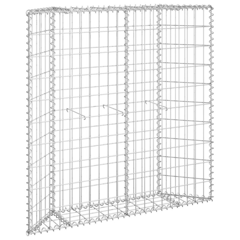 Gabiono vazonas 100x20x100 cm iš galvanizuoto plieno sidabro