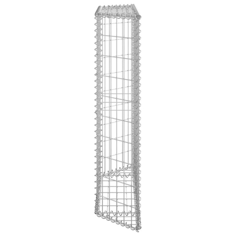 Gabiono vazonas 100x20x100 cm iš galvanizuoto plieno sidabro