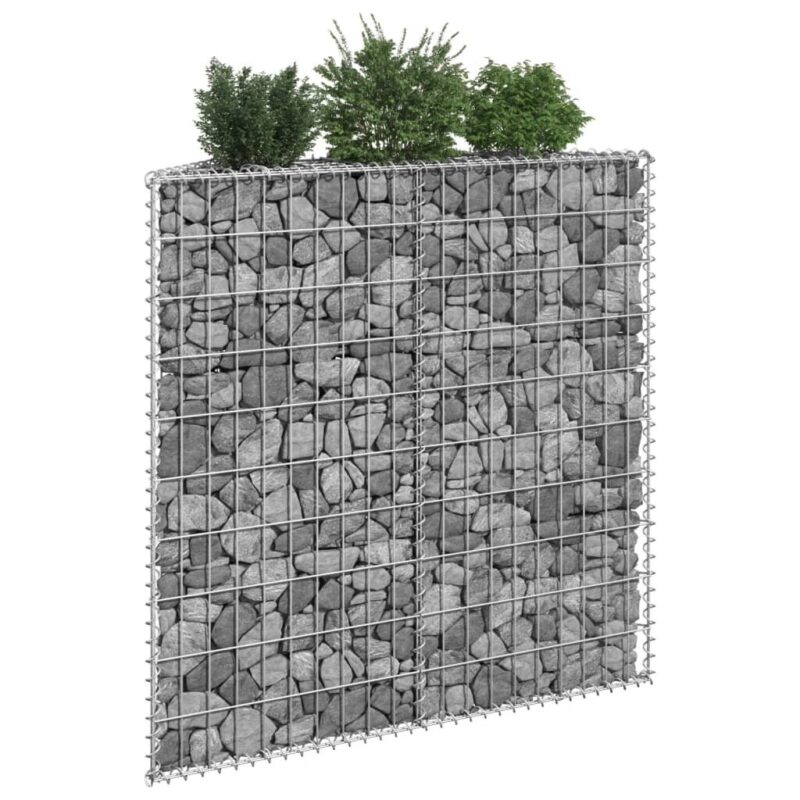 Gabiono vazonas 100x20x100 cm iš galvanizuoto plieno sidabro