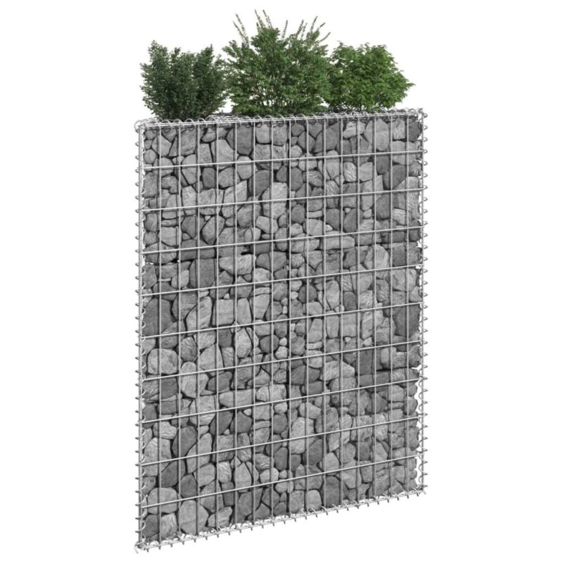 Gabiono vazonas 80x20x100cm iš galvanizuoto plieno   Sidabras