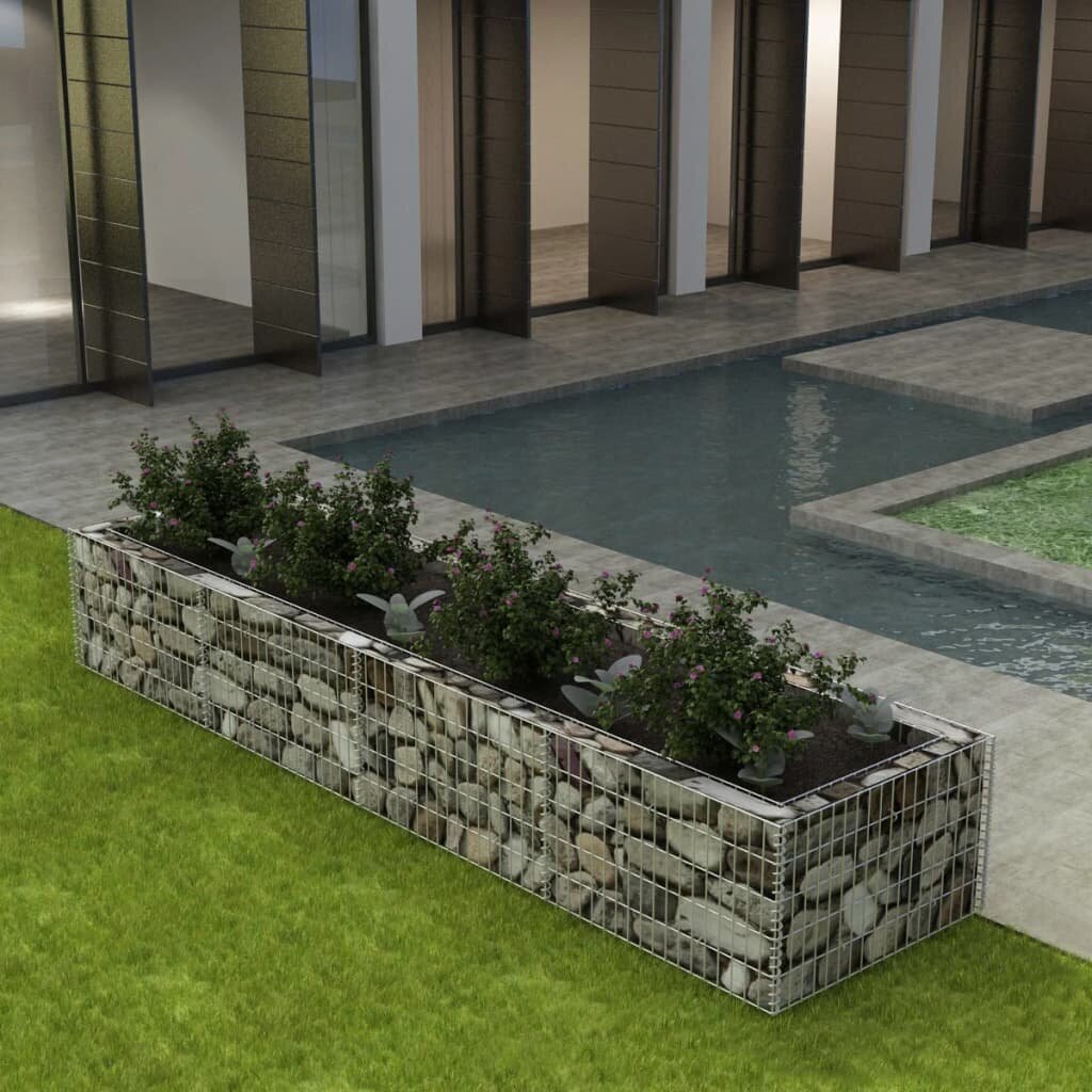 gabionovazonasplienas360x90x50cmcopyof8f8c6reference  belsilt Gabiono vazonas plienas 360x90x50 cm sidabro  tvirtas ir stilingas