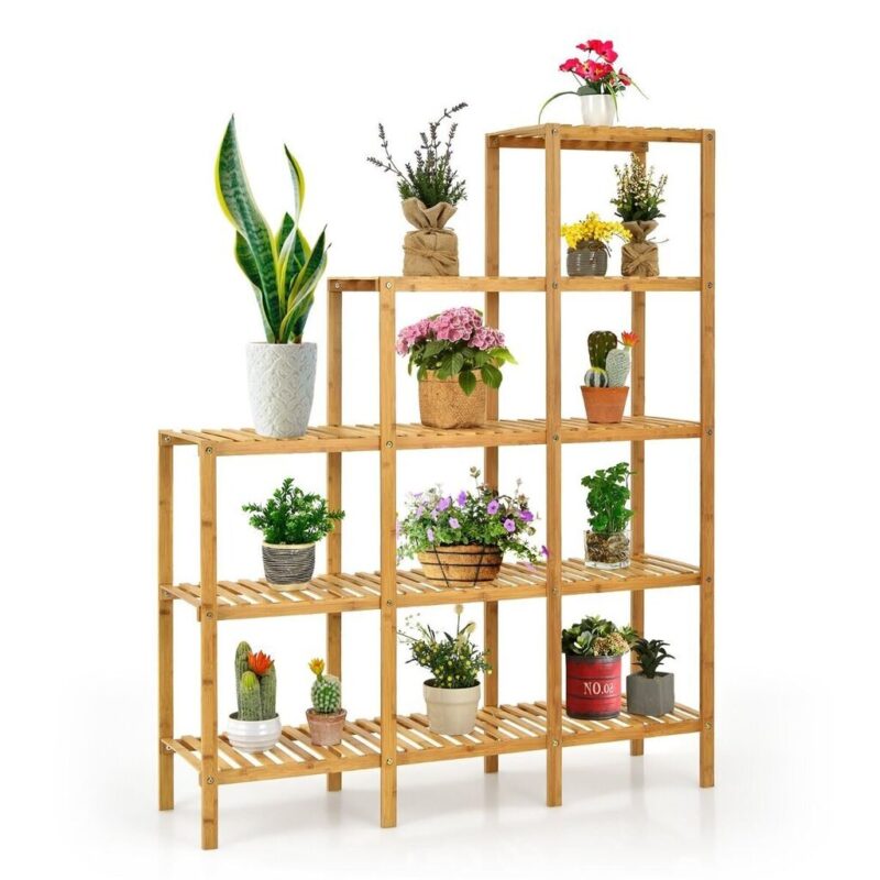 Bambuko gėlių vazonų stovas 141 cm – tvirtas ir erdvus