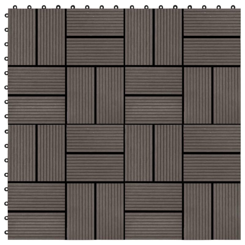 WPC grindų plytelės 30×30 cm rudos  patvarios ir atsparios