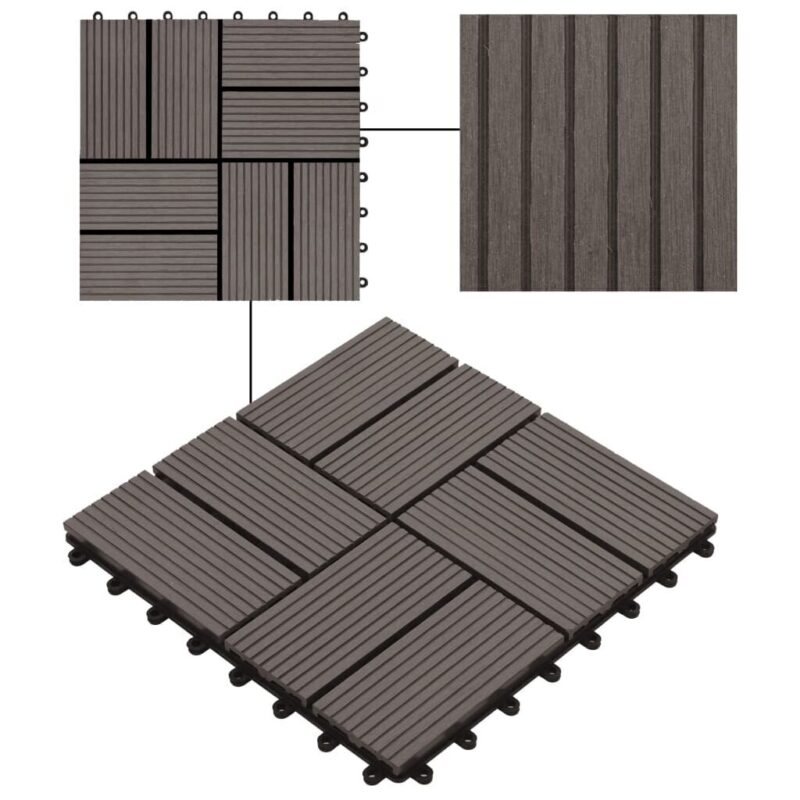 WPC grindų plytelės 30×30 cm rudos  patvarios ir atsparios