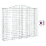 Išlenkti gabiono krepšiai 200x30x160180 cm 3 vnt sidabro