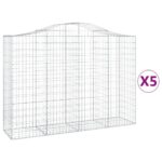 Išlenkti gabiono krepšiai 200x50x140160 cm 5 vnt Sidabro