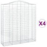 Išlenkti gabiono krepšiai 200x50x220240 cm 4 vnt Sidabro