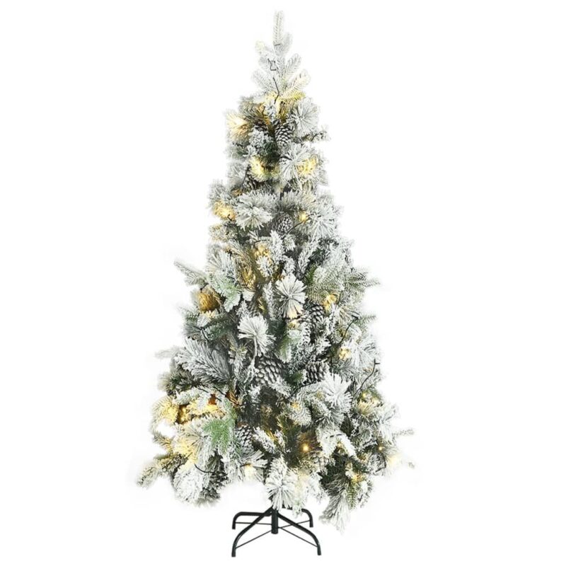 Kalėdinė eglutė su sniegu/LED/kankorėžiais, 225cm