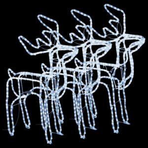 Kalėdinės dekoracijos elniai 3vnt., šalti balti 76x42x87cm