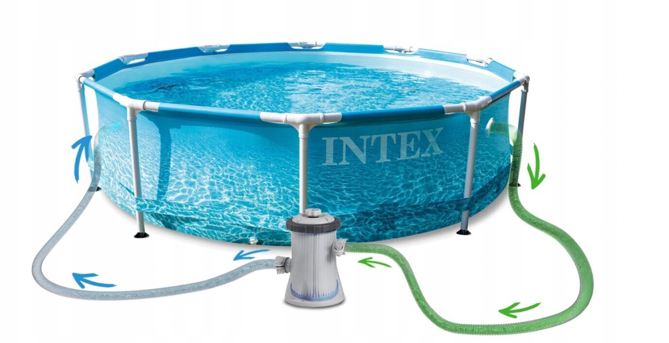 karkasinisbaseinasintex305x76sufiltrupompainternetureference belsilt Karkasinis baseinas Intex 305×76 su filtru ir termometru