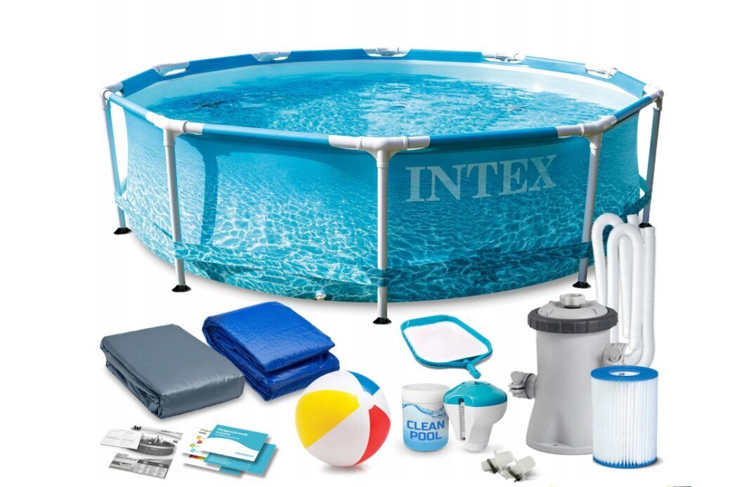 karkasinisbaseinasintex305x76sufiltrupompareference belsilt Karkasinis baseinas Intex 305×76 su filtru ir termometru