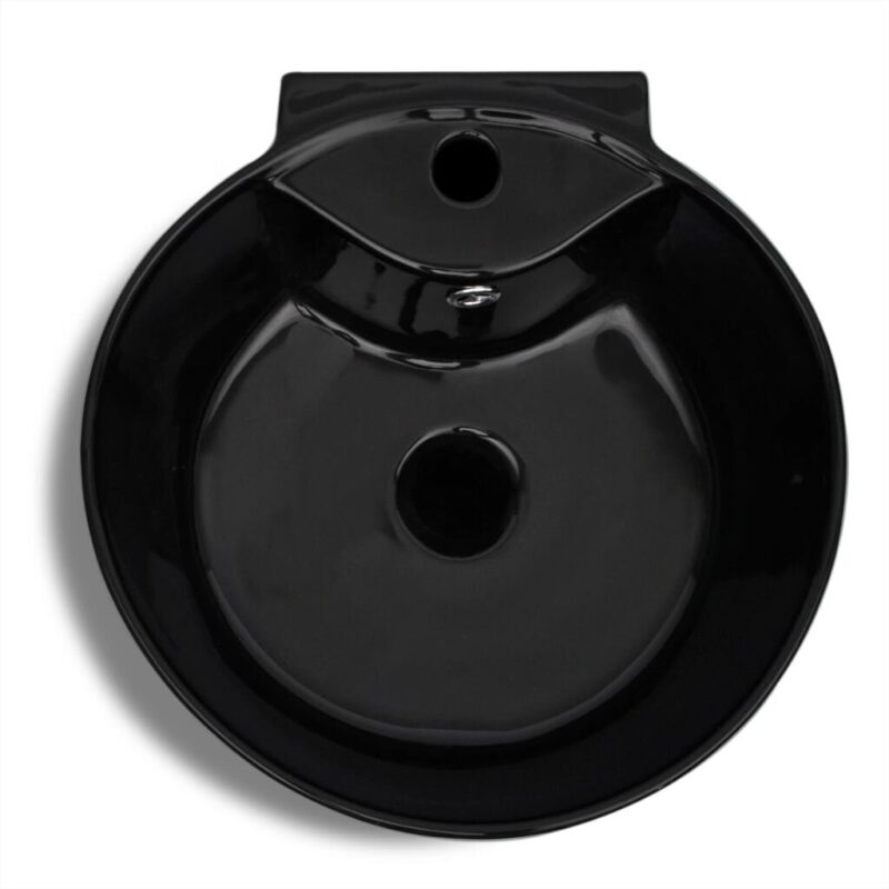 Keramikinis pastatomas vonios praustuvas, juodas, apvalus - Image 4