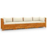 Keturvietė sodo sofa su pagalvėlėmis, ruda