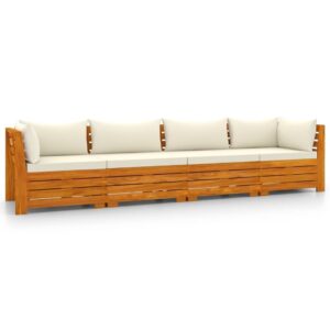 Keturvietė sodo sofa su pagalvėlėmis, ruda
