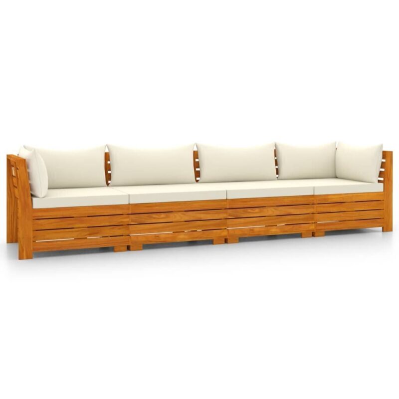 Keturvietė sodo sofa su pagalvėlėmis, ruda