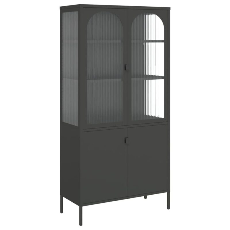 Komoda, juodos spalvos, 90x40x180cm, stiklas ir plienas - Image 2