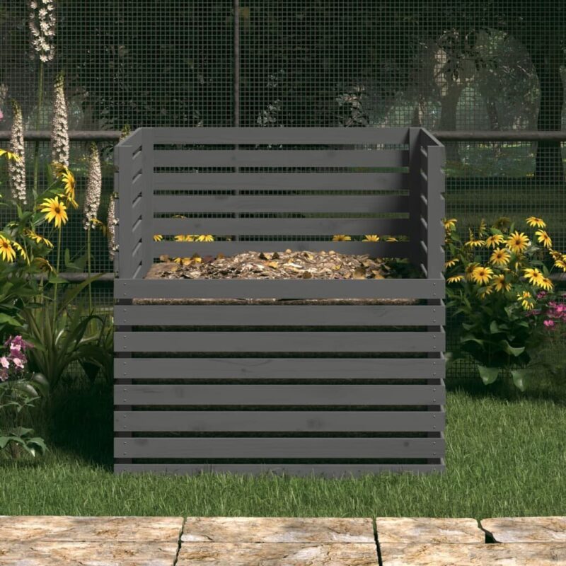 Komposto dėžė, 100x100x102 cm, pilka, Pilka - Image 2