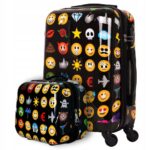 Emodži lagamino ir kosmetikos krepšio rinkinys juodas