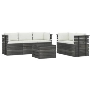 Lauko baldų komplektas iš palečių 6 dalių pilkas  Belsilt