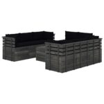 Lauko baldų komplektas iš palečių 9 dalių juodas