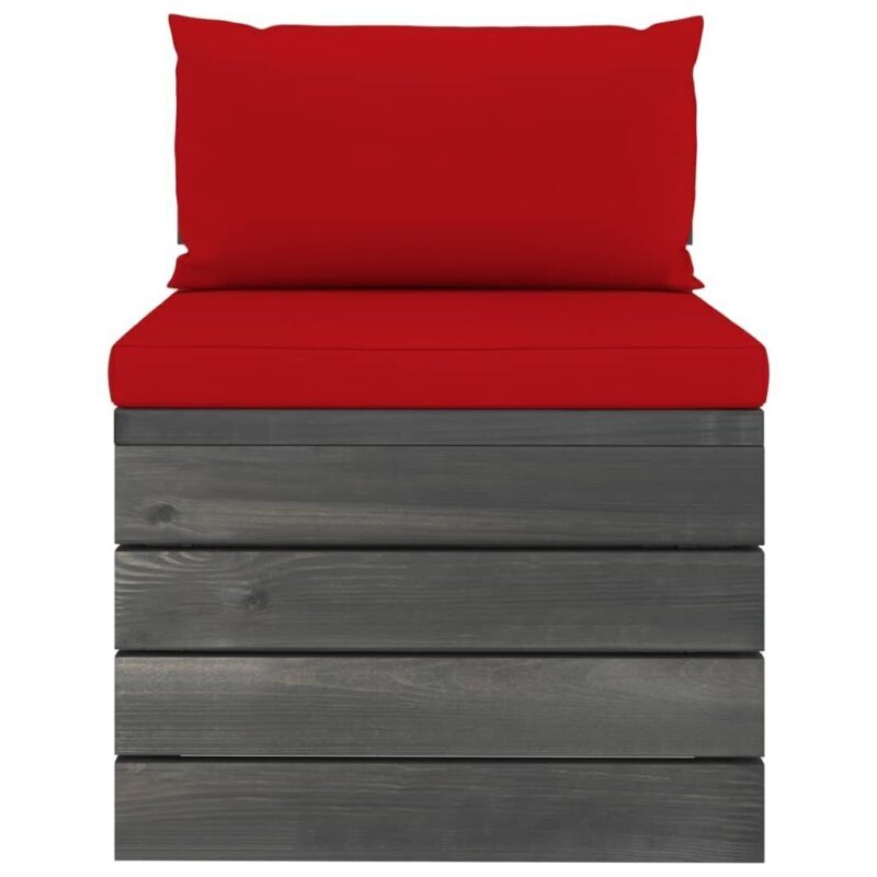 Lauko baldų komplektas iš palečių su pagalvėlėmis, 9 dalių, raudonas - Image 3