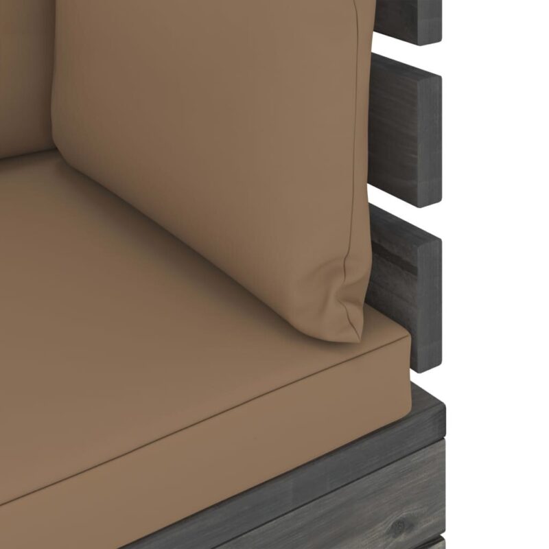 Lauko baldų komplektas iš palečių su pagalvėlėmis, 9 dalių, rudas - Image 4