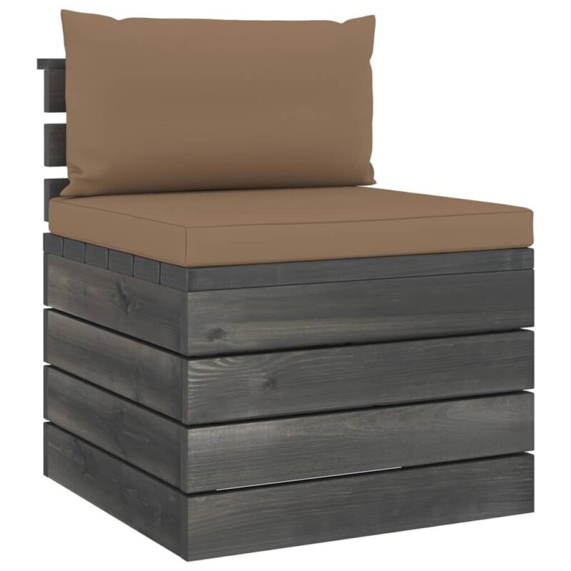 Lauko baldų komplektas iš palečių su pagalvėlėmis, 9 dalių, rudas - Image 5