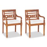 Lauko baldų komplektas iš tikmedžio su pagalvėlėmis 4 dalių