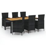 Juodas vidaXL lauko baldų komplektas  tvirtas ir patogus