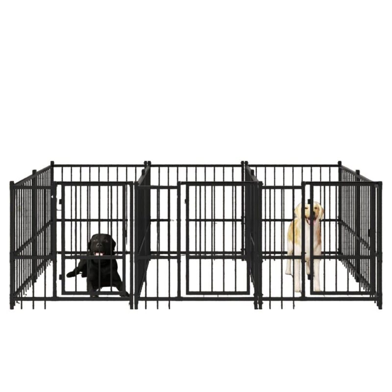 Lauko voljeras šunims vidaXL, plienas, 5,63m² - Image 3