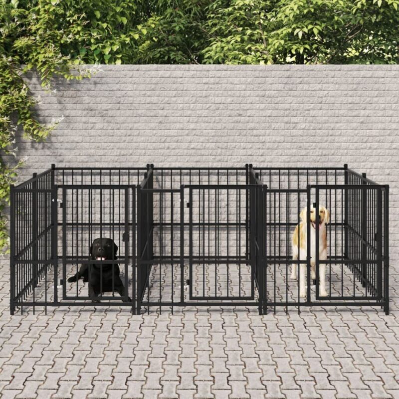 Lauko voljeras šunims vidaXL, plienas, 5,63m² - Image 2
