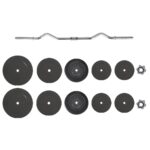 Lenkta štanga su svoriais 90kg  patvari ir funkcionali