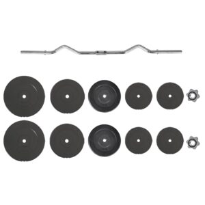 Lenkta štanga su svoriais 90kg patvari ir funkcionali