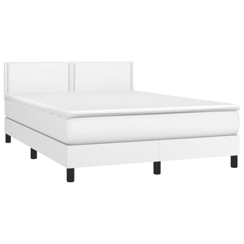 Lova su spyruoklėmis ir čiužiniu vidaXL 140×190 cm balta