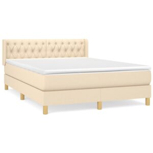 Kreminė vidaXL lova 140×200 cm su spyruoklėmis ir čiužiniu