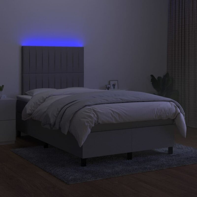 Lova su spyruoklėmis/čiužiniu/LED vidaXL, Audinys, 120x200cm, pilka - Image 3