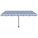 Markizė su LED ir vėjo jutikliu 450x350 cm mėlyna