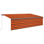 Markizė su LED ir vėjo jutikliu vidaXL 500x300 cm oranžinė