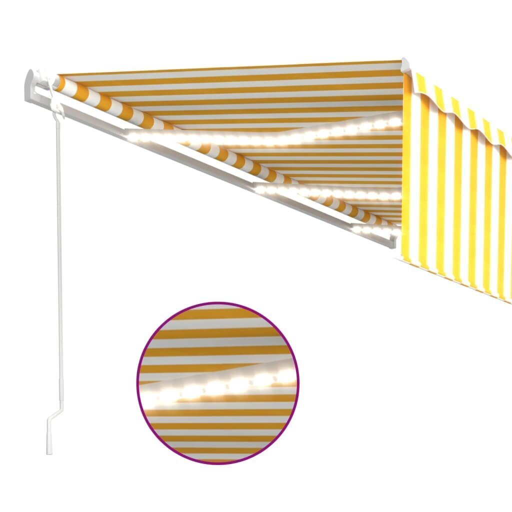 markizesuledvejojutikliuvidaxl600x300cmgeltonabaltab875einternetureference  belsilt Markizė vidaXL 600x300cm su LED ir vėjo jutikliu geltonabalta