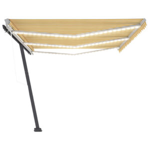 Markizė su LED ir vėjo jutikliu vidaXL 600x350 cm geltonabalta